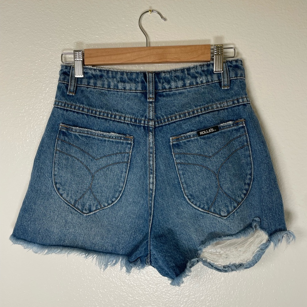 ROLLA'S Dusters High Rise Slim Blue Denim Shorts